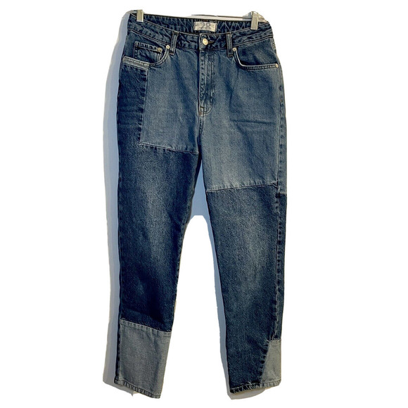 We The Free Size 28 Pieced Jeans Blue Denim Mom Straight Leg Hi-Rise OB9… - Picture 1 of 10